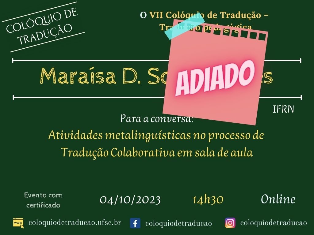 VII Colóquio de Tradução: tradução pedagógica - Lucia Pintado Gutierrez 